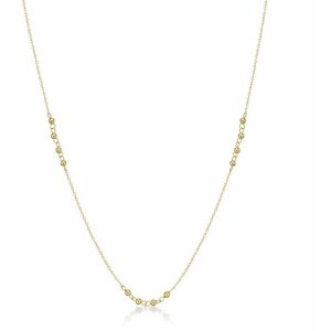 Alkeme PYYS 14k Gold 36 Inch Long Cable Chain And Gold Bead Stationed 