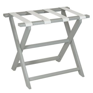 Homeroots.co 383085 Light Grey Eco Straight Leg Luggage Rack With 4 Wh