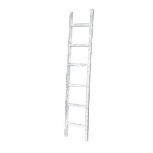 Homeroots.co 380341 6 Step Rustic White Wash Wood Ladder Shelf