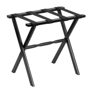 Homeroots.co 383079 Black Wood Straight Leg Luggage Rack With 4 Fine B