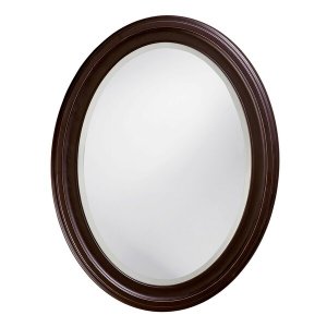 Homeroots.co 383721 Oval Oil Rubbed Bronze Mirror With Wooden Grooves 