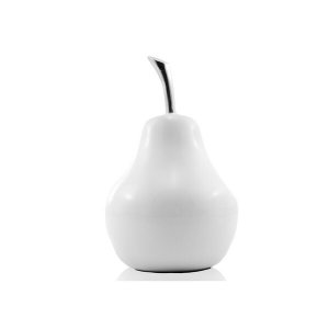 Homeroots.co 383765 White Coated Mini Pear Shaped Aluminum Accent Home