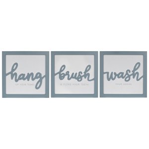 Homeroots.co 380893 Set Of 3 Blue Hang Brush Wash Framed Wall Art Prin