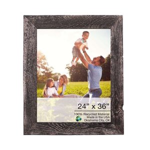 Homeroots.co 380271 20x26 Rustic Smoky Black Picture Frame With Plexig