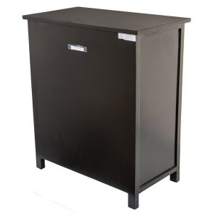 Homeroots.co 383041 Black Wooden Cabinet With 3 Basket Weave Drawers A