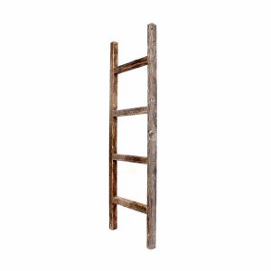 Homeroots.co 380333 4 Step Rustic Weathered Grey Wood Ladder Shelf