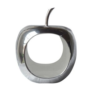 Homeroots.co 383741 Apple Shaped Aliminum  Cast Decorative Accent Bowl