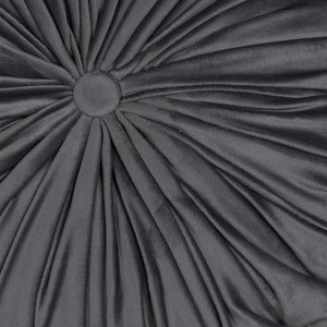 Homeroots.co 380891 Grey Round Tufted Velvet Pillow