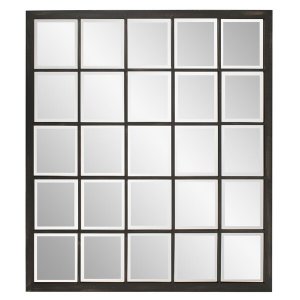 Homeroots.co 383709 Rectangular Antique Black Finish Mirror With Bevel