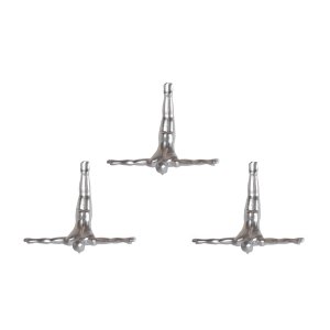 Homeroots.co 332360 6.5 X 2.5 X 6.5 Wall Diver - Silver 3-pack