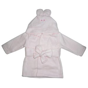 Bambini 965P Bambini Pink Fleece Robe With Rabbit Ears For Newborns