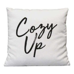 Homeroots.co 373124 Black On White Cozy Up Sentiment Pillow