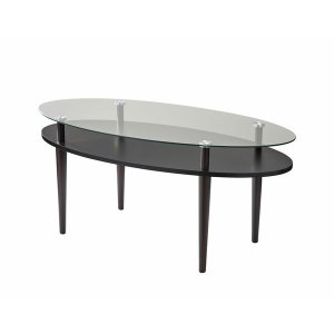 Homeroots.co 372981 Modern Oval Black And Glass Cofee Table