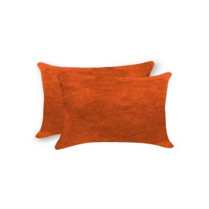 Homeroots.co 317112 12 X 20 X 5 Orange, Cowhide - Pillow 2-pack