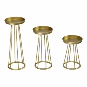 Homeroots.co 373225 S3 Gold Finish Mid-century Candlesticks