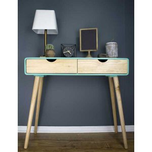 Homeroots.co 319736 38.5 X 9 X 17 Aqua Mdf Wood Console Table With Dra