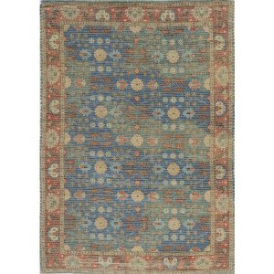 Homeroots.co 353322 2'x4' Jute Blue Or Red Accent Rug