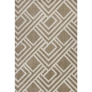 Homeroots.co 353152 2'x4' Beige Machine Woven Uv Treated Geometric Ind