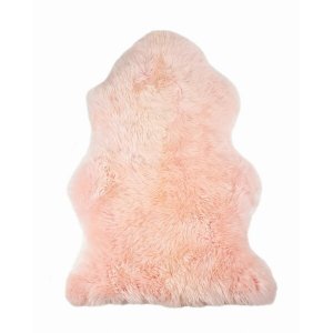 Homeroots.co 376927 2' X 3' Rose New Zealand Natural Shearling Sheepsk