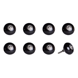 Homeroots.co 358108 1.5 X 1.5 X 1.5 Ceramicmetal Black 8 Pack Knob