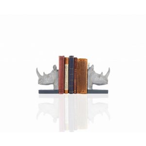 Homeroots.co 364253 Rhino Head Bookend Set Of 2