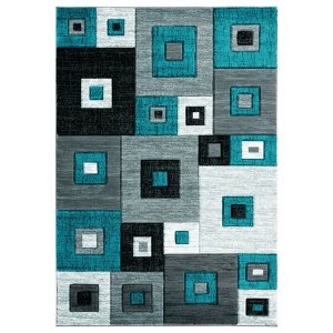 Homeroots.co 367233 31 X 50 Turquoise Olefin  Polypropylene Mat Rug