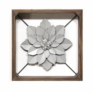 Homeroots.co 373175 Grey Metal  Wood Framed Wall Flower