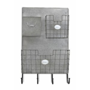 Homeroots.co 379872 Gray Metal Organizer With 3 Storage Pockets And 4 