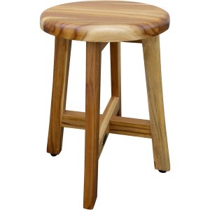 Homeroots.co 376718 13 Round Compact Teak Chair In Natural Finish