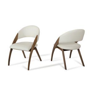 Homeroots.co 283004 31 Walnut Wood And Cream Leatherette Dining Chair