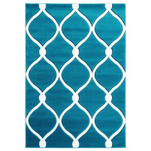 Homeroots.co 367479 31 X 50 Turquoise Olefin  Polypropylene Mat Rug