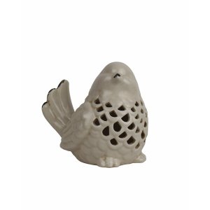 Homeroots.co 380534 Distressed White Bird Led Accent Lamp