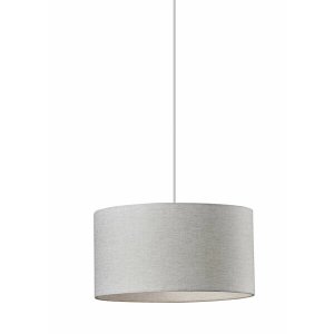 Homeroots.co 372882 White Fabric Sleek Drum Pendant Lamp