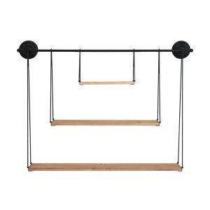 Homeroots.co 376591 3 Tier Nested Black Metal And Wood Shelf