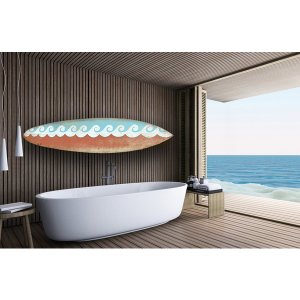 Homeroots.co 370399 18 X 1 X 76 Wood Blue Life's A Wave Surfboard Wall