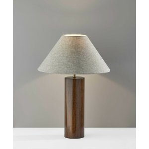 Homeroots.co 372833 Canopy Walnut Wood Block Table Lamp