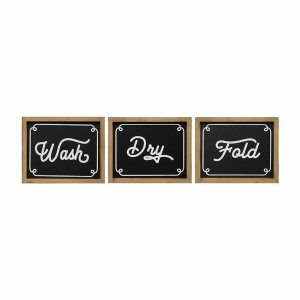 Homeroots.co 373147 Wash Dry Fold Rustic Laundry Wall Art 3piece Set