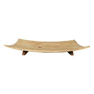 Homeroots.co 376610 Asain Inspired Natural Wood Curved Tray