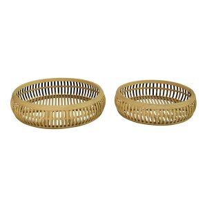 Homeroots.co 373311 Set Of 2 Handcrafted Rattan Trays - Tulum Design