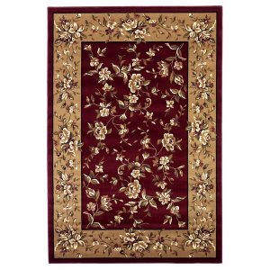 Homeroots.co 353188 2'x3' Red Beige Machine Woven Traditional Floral S