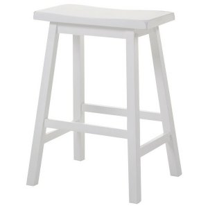 Homeroots.co 286610 18 X 16 X 29 White Rubber Wood Bar Stool (set-2)