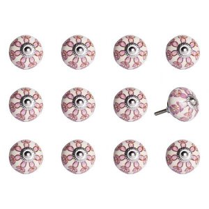 Homeroots.co 321701 1.5 X 1.5 X 1.5 White, Pink And Burgundy - Knobs 1