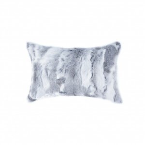 Homeroots.co 358162 5 X 12 X 20 100% Natural Rabbit Fur Grey Pillow