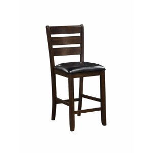 Homeroots.co 376979 Set Of 2 41 Dark Wood Finish And Black Faux Leathe