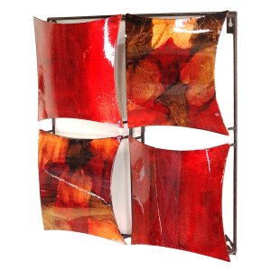 Homeroots.co 294495 16 X 2 X 16 Copper, Red And Gold Metal 4-panel Squ