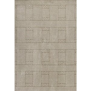 Homeroots.co 353151 2' X 3' Beige Geometric Lines Uv Treated Accent Ru