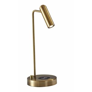 Homeroots.co 372527 Ultra Sleek Brass Metal Led Desk Lamp