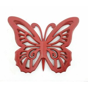 Homeroots.co 274491 18.5 X 23 X 4 Red Rustic Butterfly Wooden  Wall De