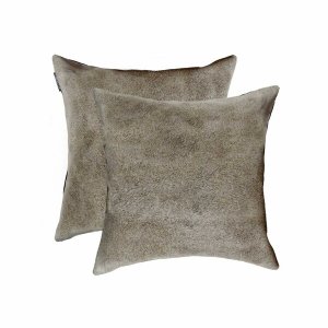 Homeroots.co 322824 18 X 18 X 5 Gray Cowhide - Pillow 2-pack