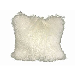 Homeroots.co 334382 24 Creamy Tibetan Lamb Fur Pillow With Microsuede 